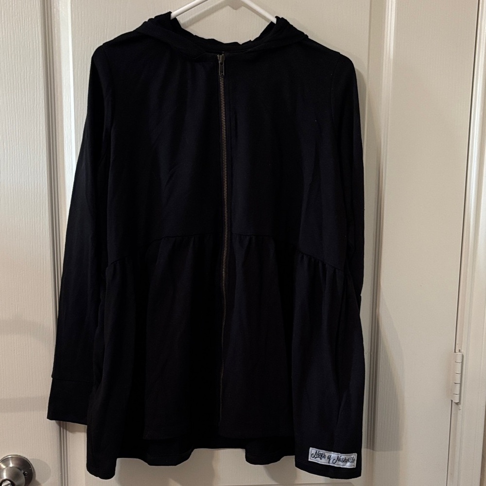 North of Nashville Black Feminine Hoodie with Brass Zipper Boutique